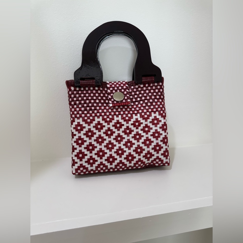 Elegant Red and White Handbag